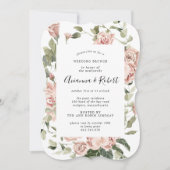 Landelijke roze bloemstuk post-huwelijk ontbijt ui kaart (Voorkant)