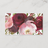 Landelijke Roze Bordeaux Bloemen Bruiloft Advieskaart (Achterkant)