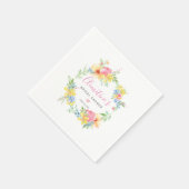 Landelijke Roze Gele Waterverf Bloemen Servet (Hoek)