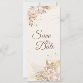 Landelijke Roze & Gouden Bloem Boho Save the Date Kaart