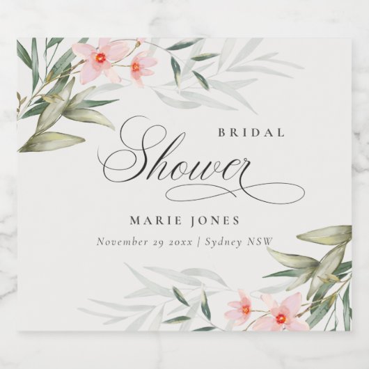 Landelijke Roze Groene Bloemstuk Bruidsfeest Bier Etiket (Enkel label)