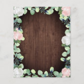 Landelijke Roze Roos Groene Huwelijksuitnodiging (Achterkant)