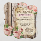 Landelijke Rozen en Rustic Wood Baby shower Kaart (Voorkant / Achterkant)