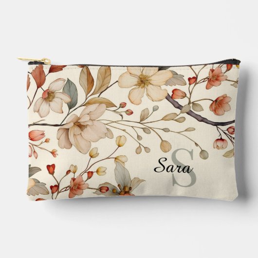 Landelijke Rustieke Bloemen Monogram Canvas Etui (Voorkant)