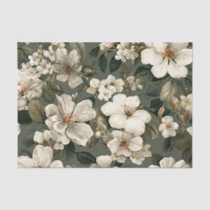 Landelijke saliegroene, gedurfde vintage bloemmoti tissuepapier