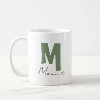 Landelijke saliegroene monogramletter M gepersonal Koffiemok