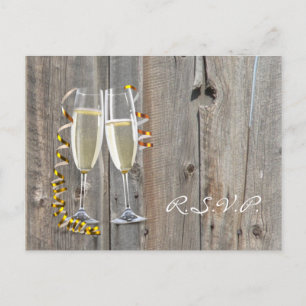 landelijke schuur hout champagne westerse country uitnodiging briefkaart