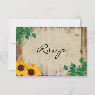 Landelijke Schuur Houten Zonnebloem Huwelijk - RSV RSVP Kaartje