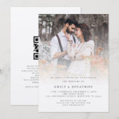 Landelijke Script QR-code Foto-overlay Trouwen Kaart (Voorkant / Achterkant)