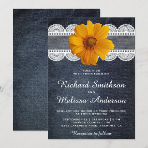 Landelijke spijkerbroek kant zonnebloem trouw uitn kaart