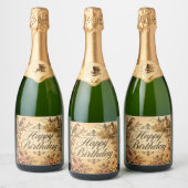 landelijke stijl verjaardag champagne fles label sparkling wijnetiket (Flessen)