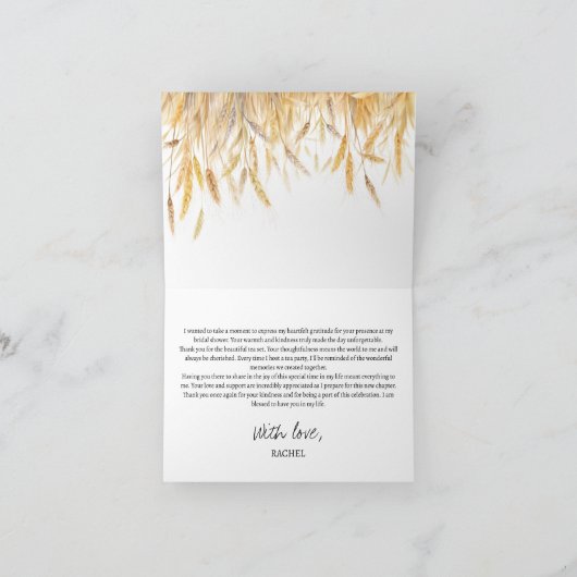 Landelijke tarwebruiloft in de stijl van het platt bedankkaart (Binnen)