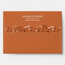 Landelijke Terracotta Bloemige Trouw Envelope