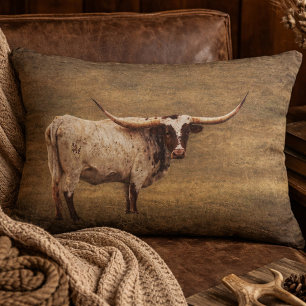 Landelijke Texas Longhorn Koe Accent Kussen
