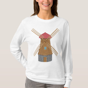 Landelijke traditionele houten windmolen t-shirt