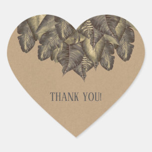 Landelijke Tropische Bladeren Botanische Vintage B Hart Sticker