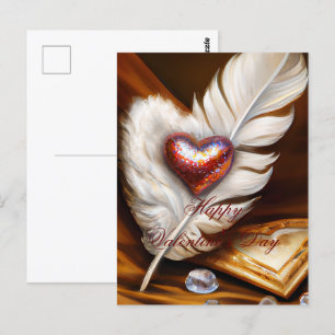 Landelijke veer en hart valentine briefkaart