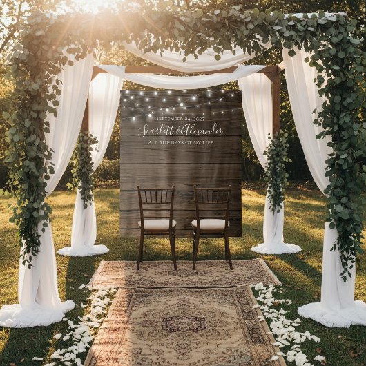 Landelijke verlichting met touwslingers trouw deco wandkleed