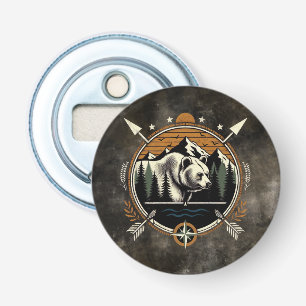 Landelijke, vintage buitensporten beer berg button flesopener