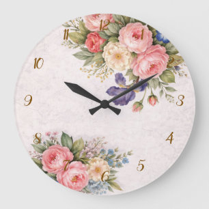 Landelijke vintage gepersonaliseerde bloemrozen on grote klok