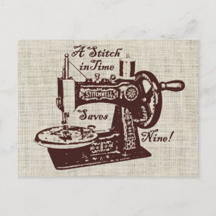 Landelijke vintage naaimachine  briefkaart