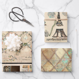 Landelijke Vintage Romantisch Parijs Inpakpapier Vel