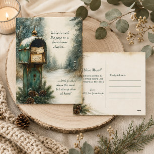 Landelijke Vintage Winter Brievenbus Verhuisd Briefkaart