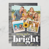 Landelijke Vintage Zonnebloem Familie Fotocollage Feestdagenkaart (Voorkant / Achterkant)