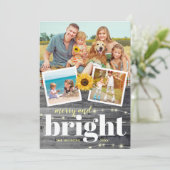 Landelijke Vintage Zonnebloem Familie Fotocollage Feestdagenkaart (Staand voorkant)