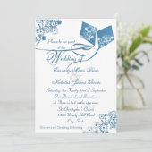 Landelijke Vluchten Boeket Bruiloft Blauw Kaart (Staand voorkant)