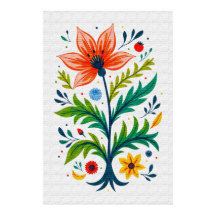 Landelijke Volkskunst Bloem Boom Canvasprint Stijl