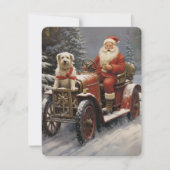 Landelijke vrolijke kerst met kerstman met hond feestdagenkaart (Voorkant)