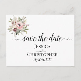 landelijke waterverf bloemboeket aankondigingskaart