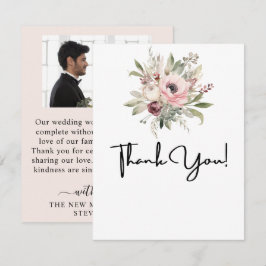 landelijke waterverf bloemboeket bedankkaart