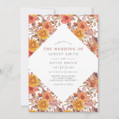 Landelijke waterverf herfst bloemige bruiloft kaart (Voorkant)