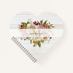 Landelijke Waterverf Rozen Boeket Monogram Notitieboek
