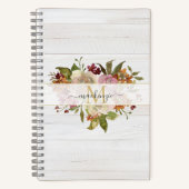 Landelijke Waterverf Rozen Boeket Monogram Notitieboek (Voorkant)