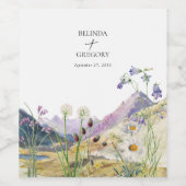 Landelijke Waterverf Wilde Bloem Berg Bruiloft Wijn Etiket (Enkel label)