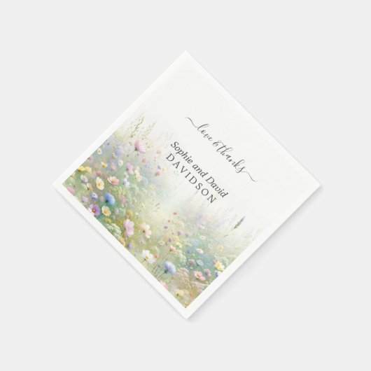 Landelijke Waterverf Wilde Bloemen Bruiloft Servet (Hoek)