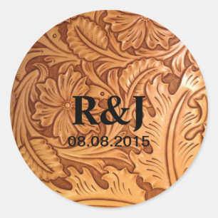 landelijke western country cowboy bewerkt leer ronde sticker