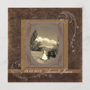 landelijke western country steampunk bruiloft kaart
