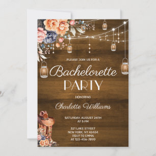 Landelijke Western Cowgirl Bachelorette Party Kaart