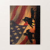 Landelijke Westerne Cowboy Team Ropers Legpuzzel (Verticaal)