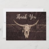 Landelijke Westerse Bruine Stier Schedel Trouw Lan Bedankkaart (Voorkant)