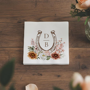 Landelijke Westerse Hoefijzer Bloemrijke Monogram Servet