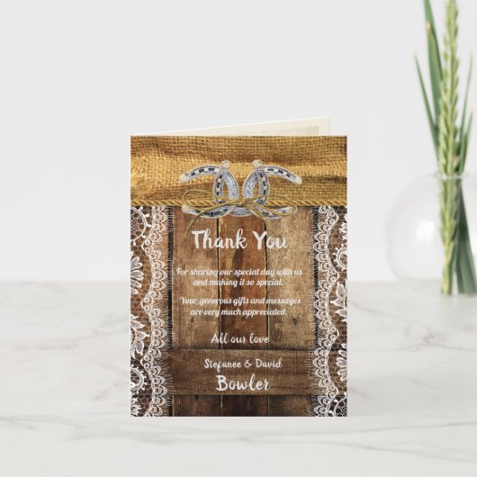 Landelijke Westerse Huwelijks Dankkaart Bedankkaart (Voorkant)
