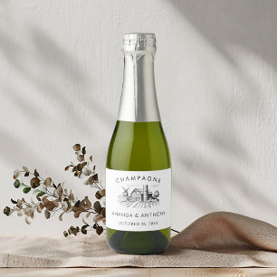 Landelijke Westerse Schuur Bruiloft Champagne Sparkling Wijnetiket