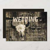 Landelijke Westerse Trouw Sepia Stier Schedel Vint Kaart (Voorkant / Achterkant)