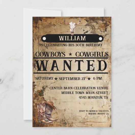 Landelijke Westerse Verjaardagsuitnodiging Kaart (Voorkant)