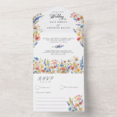 Landelijke Wilde Bloem Kleurrijke Bloemige Bruilof All In One Uitnodiging (Binnen)